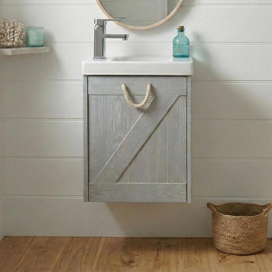 Meuble lave-mains gris bord de mer