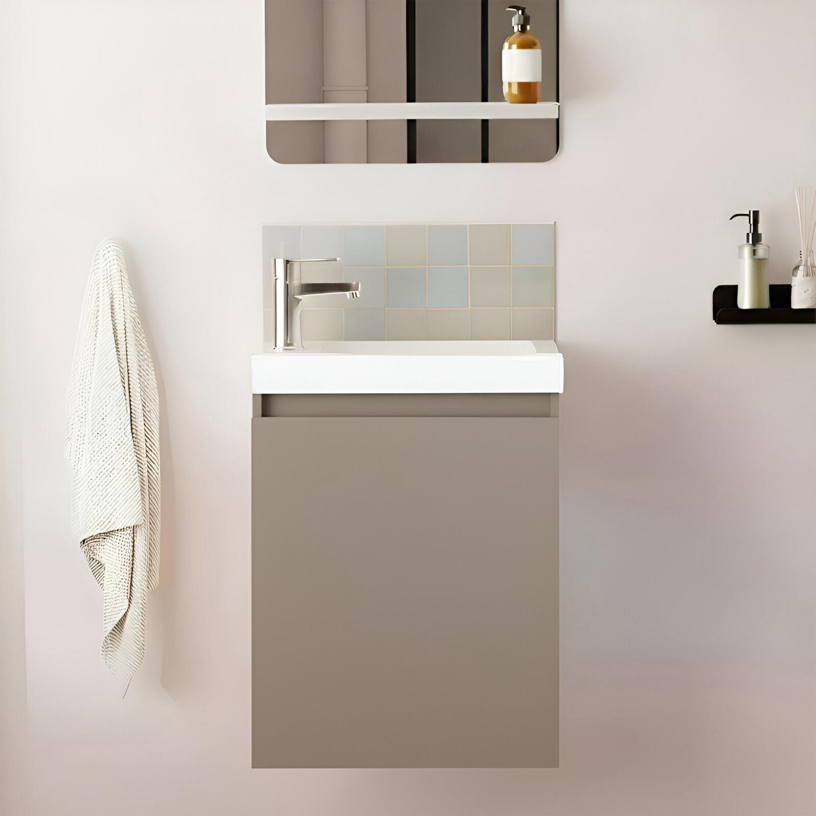 Meuble lave-mains suspendu avec vasque céramique