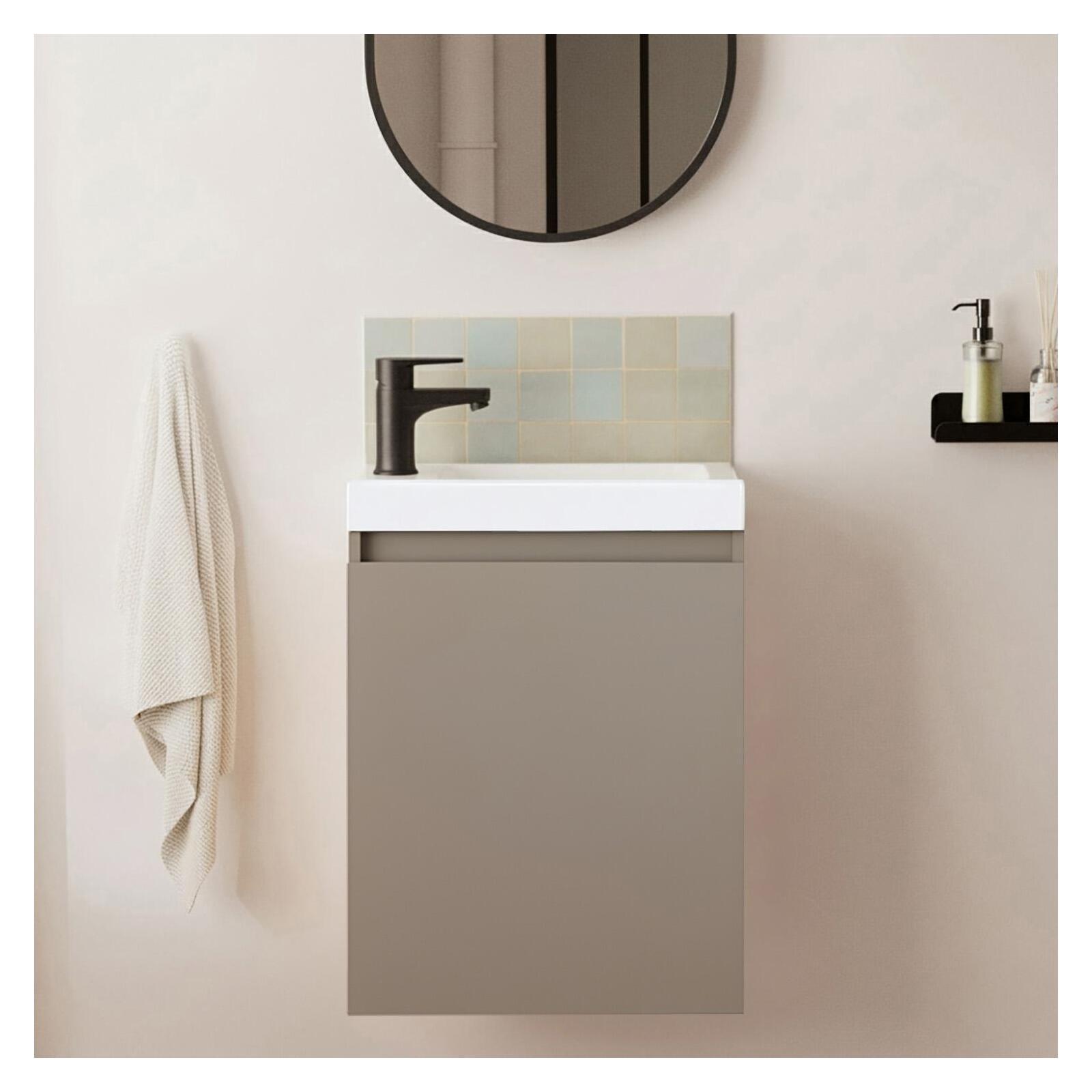 Ensemble lave-mains suspendu avec robinet noir