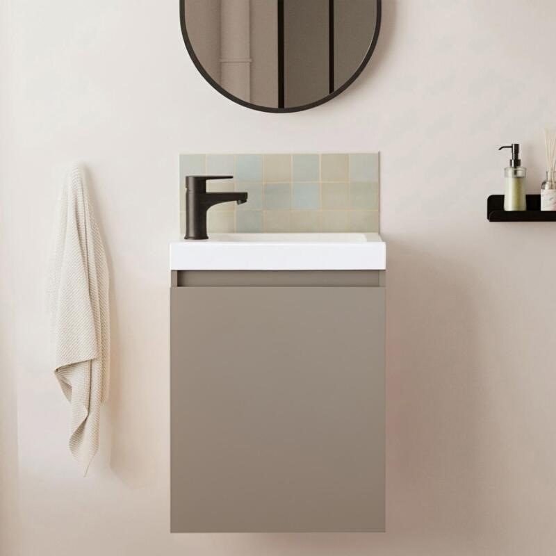 Ensemble lave-mains suspendu avec robinet noir