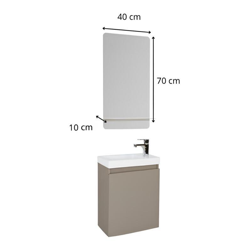 Ensemble lave-mains suspendu avec robinet chromé et miroir tablette