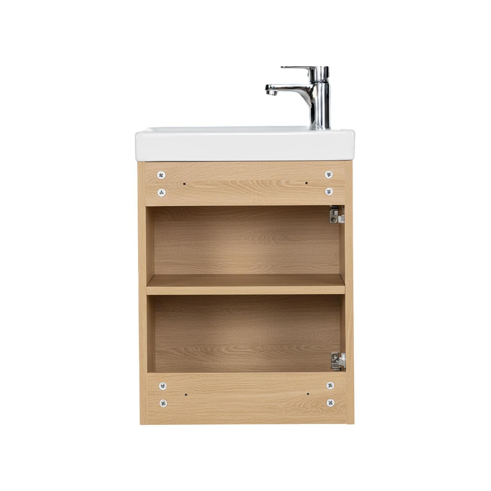 Ensemble lave-mains suspendu avec robinet noir et miroir ovale