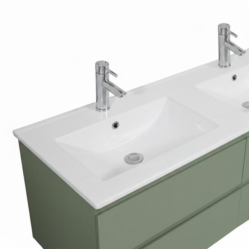 Meuble double vasque suspendu 120cm - avec plan vasque céramique