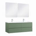 Ensemble double vasque 120cm avec plan céramique, robinets chromés et miroirs