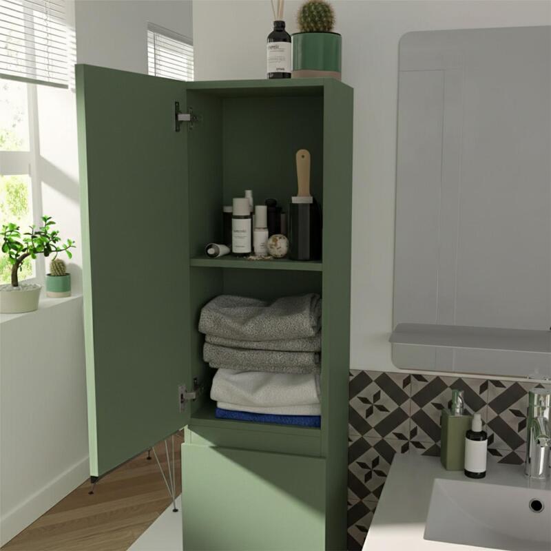 Ensemble double vasque 120cm avec plan céramique, robinets chromés, miroirs et colonne