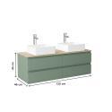 Ensemble double vasque suspendu avec plan bois, vasques et robinets 120 cm