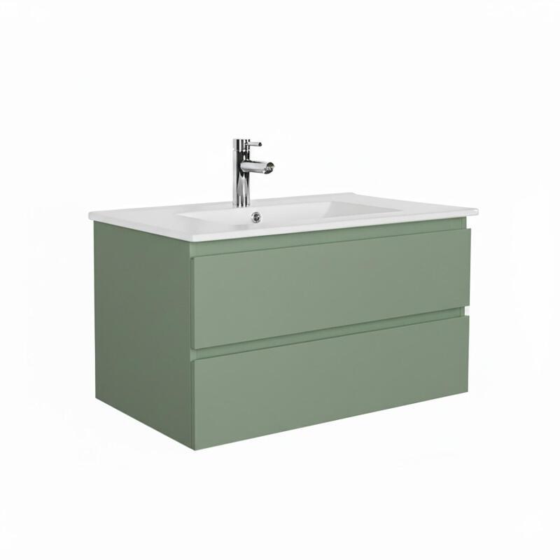 Meuble simple vasque suspendu 80cm - avec plan vasque céramique