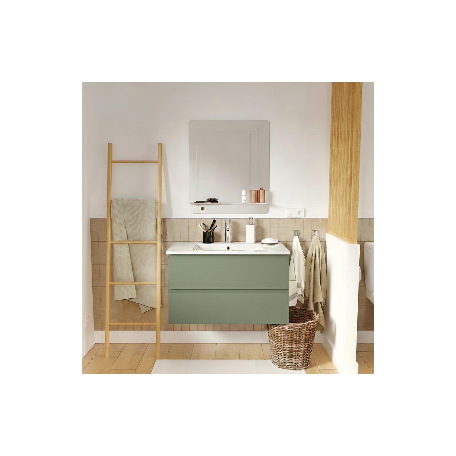 Meuble simple vasque suspendu 80cm - avec plan vasque céramique
