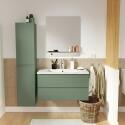 Ensemble meuble simple vasque 80cm avec plan céramique, robinet, miroir et colonne