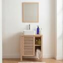 Ensemble simple vasque 60cm chêne avec vasque, robinet et miroir