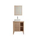 Ensemble simple vasque 60cm chêne avec vasque, robinet et miroir