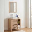 Ensemble simple vasque 60cm chêne avec vasque, robinet et miroir
