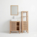 Ensemble simple vasque 60cm chêne avec vasque, robinet, miroir et colonne