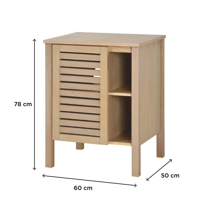 Ensemble simple vasque 60cm chêne avec vasque, robinet, miroir et colonne