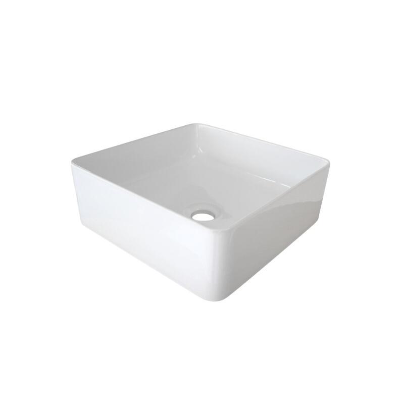 Ensemble simple vasque 90cm chêne avec vasque céramique carrée