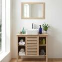 Ensemble simple vasque 90cm chêne avec vasque, robinet et miroir