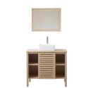 Ensemble simple vasque 90cm chêne avec vasque, robinet et miroir