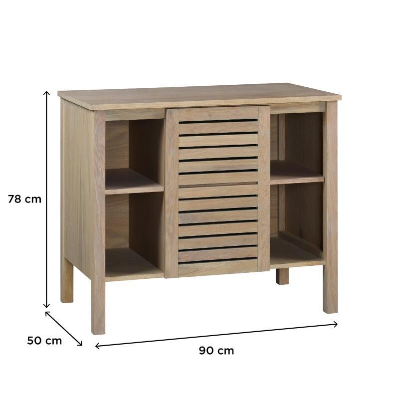 Ensemble simple vasque 90cm chêne avec vasque, robinet et miroir