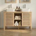 Ensemble double vasque 120cm chêne avec vasque céramique carrée