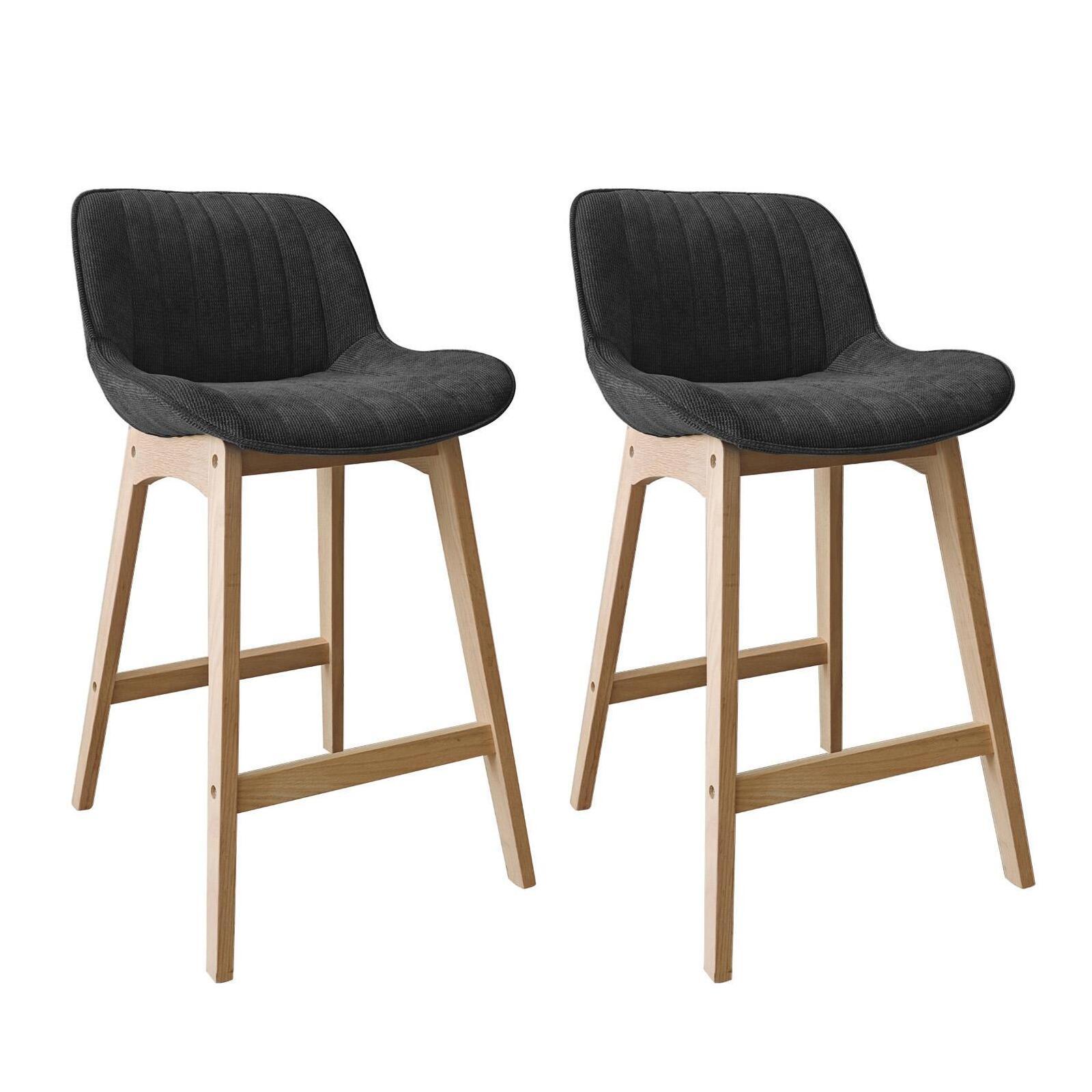 Lot de chaises d'îlot et bar en chêne et assise tissu velours côtelé H65cm