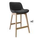 Lot de chaises d'îlot et bar en chêne et assise tissu velours côtelé H65cm