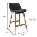 Lot de chaises d'îlot et bar en chêne et assise tissu velours côtelé H65cm