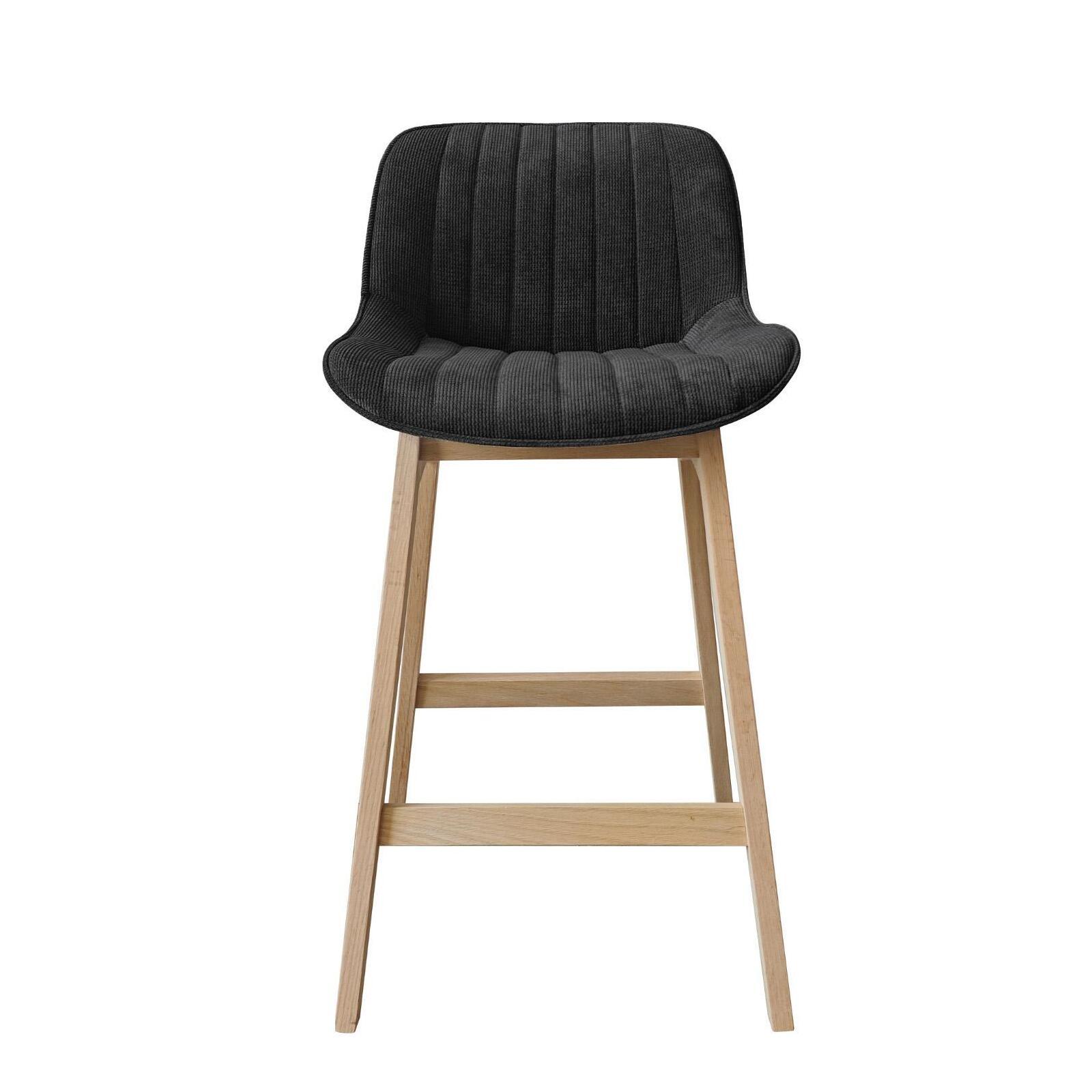 Lot de chaises d'îlot et bar en chêne et assise tissu velours côtelé H65cm