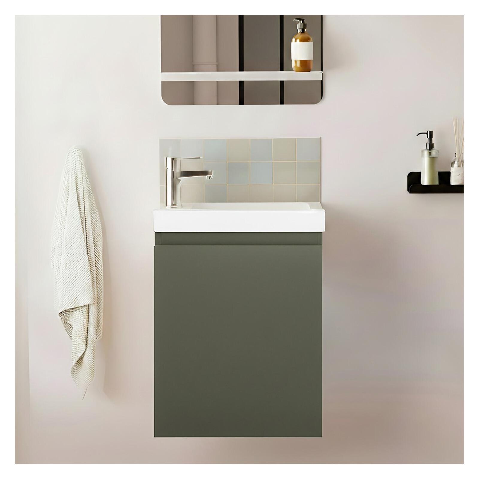 Meuble lave-mains suspendu avec vasque céramique