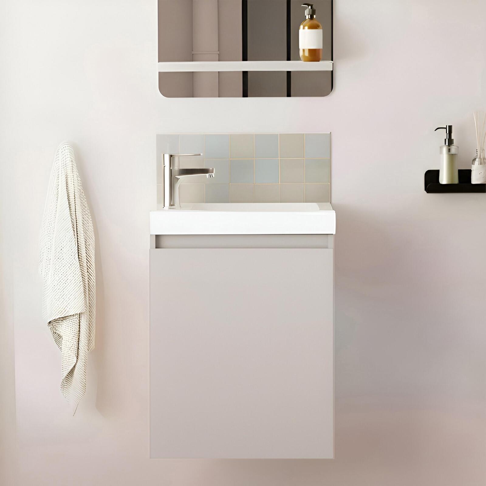 Meuble lave-mains suspendu avec vasque céramique