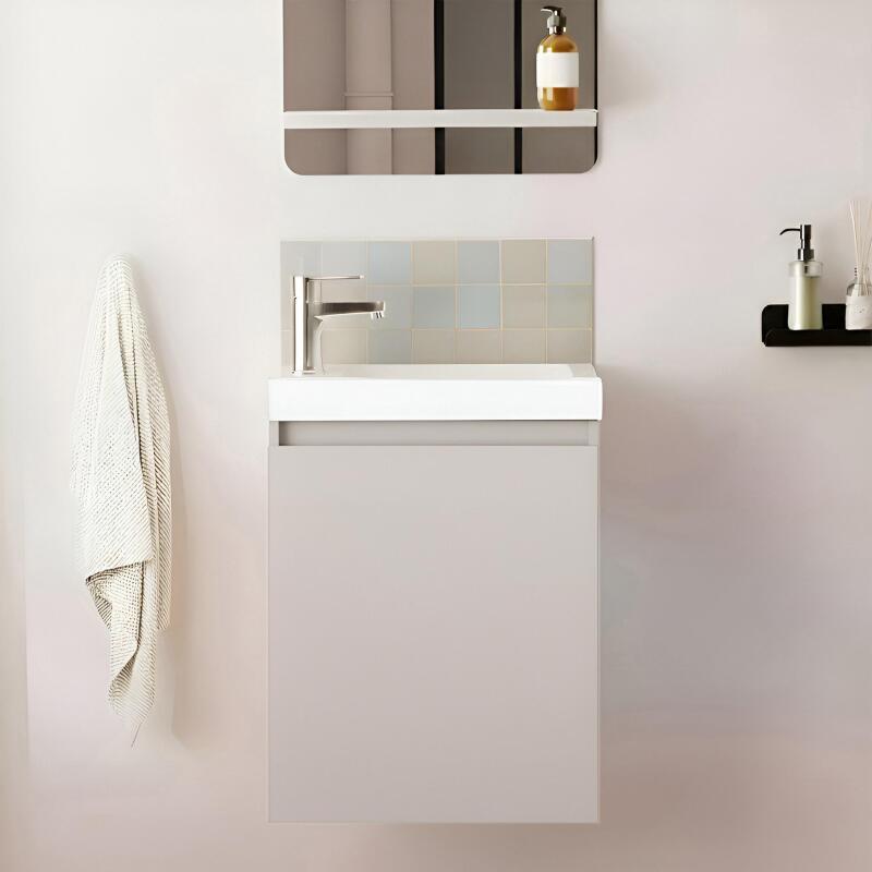 Meuble lave-mains suspendu avec vasque céramique