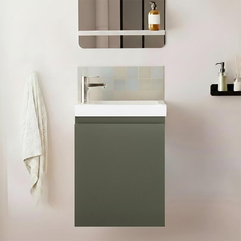 Ensemble lave-mains suspendu avec robinet chromé