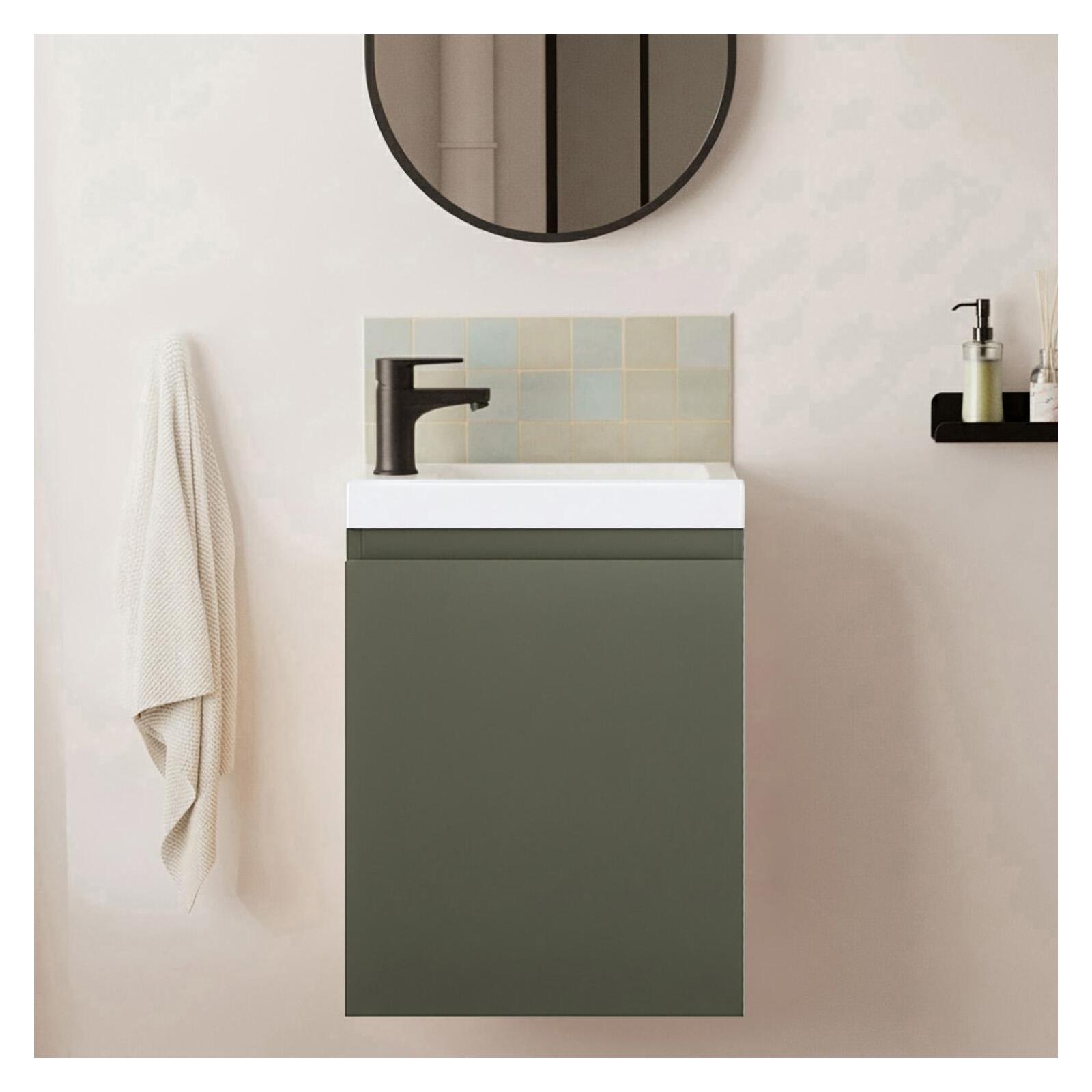 Ensemble lave-mains suspendu avec robinet noir