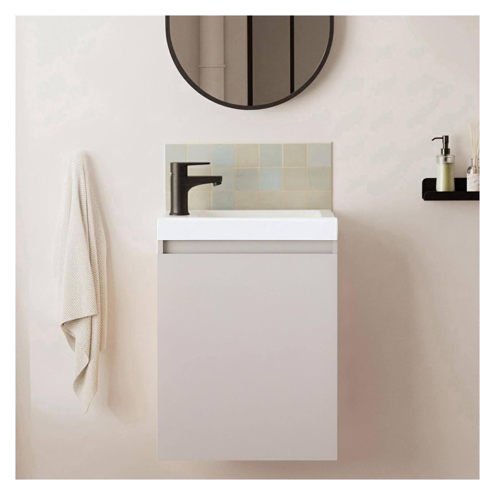 Ensemble lave-mains suspendu avec robinet noir