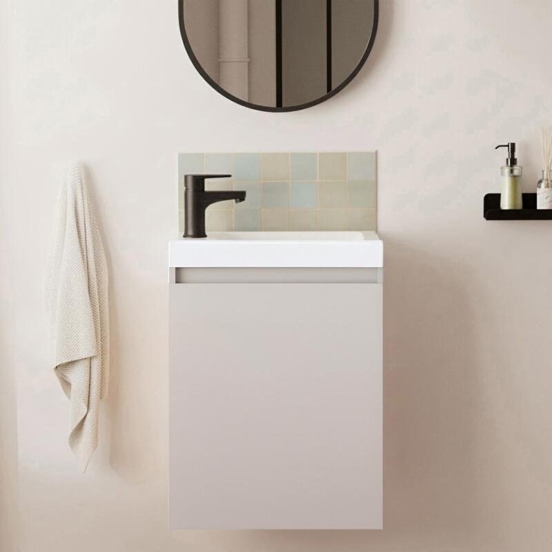 Ensemble lave-mains suspendu avec robinet noir