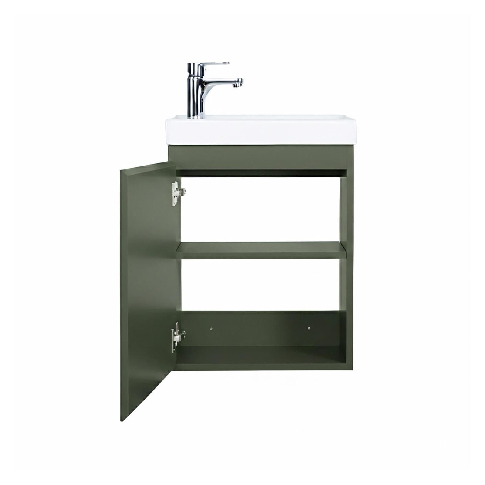 Ensemble lave-mains suspendu avec robinet noir et miroir ovale