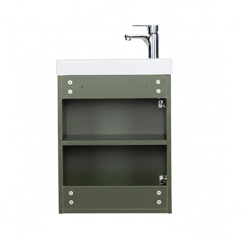 Ensemble lave-mains suspendu avec robinet noir et miroir ovale