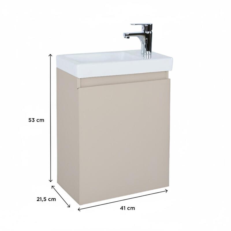 Ensemble lave-mains suspendu avec robinet noir et miroir ovale