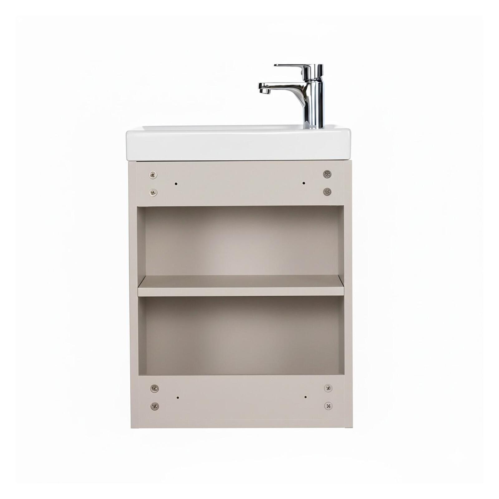 Ensemble lave-mains suspendu avec robinet noir et miroir ovale