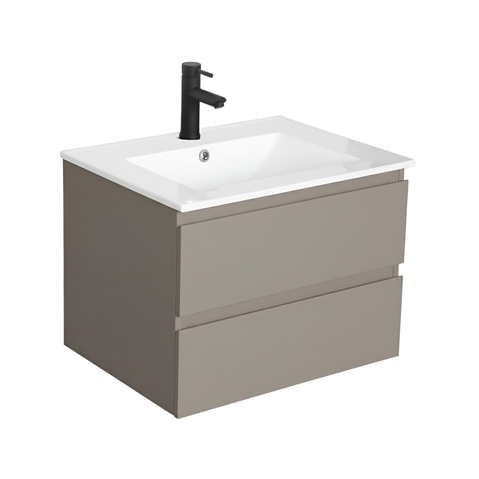 Meuble simple vasque suspendu 60cm - avec plan vasque céramique