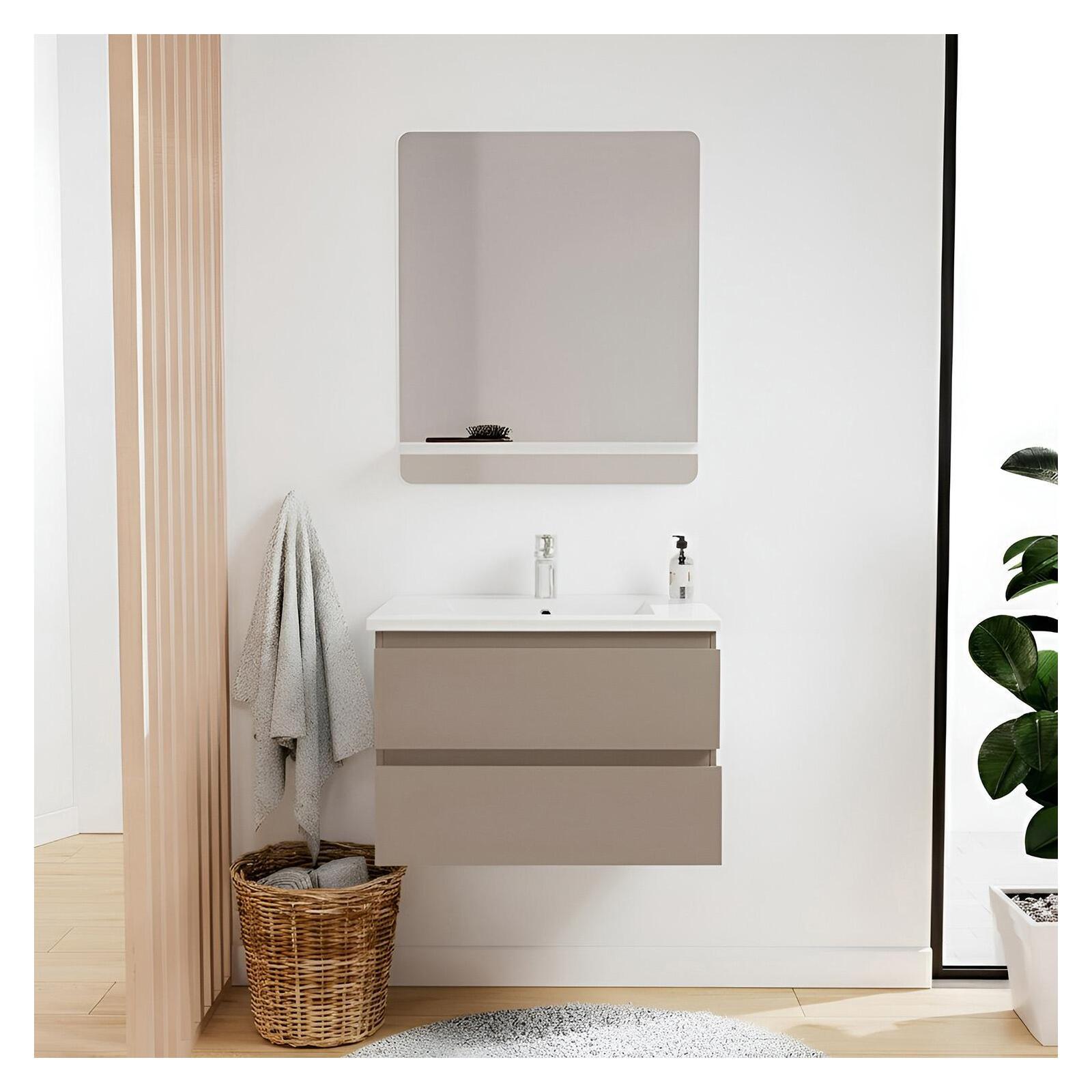 Meuble simple vasque suspendu 60cm - avec plan vasque céramique