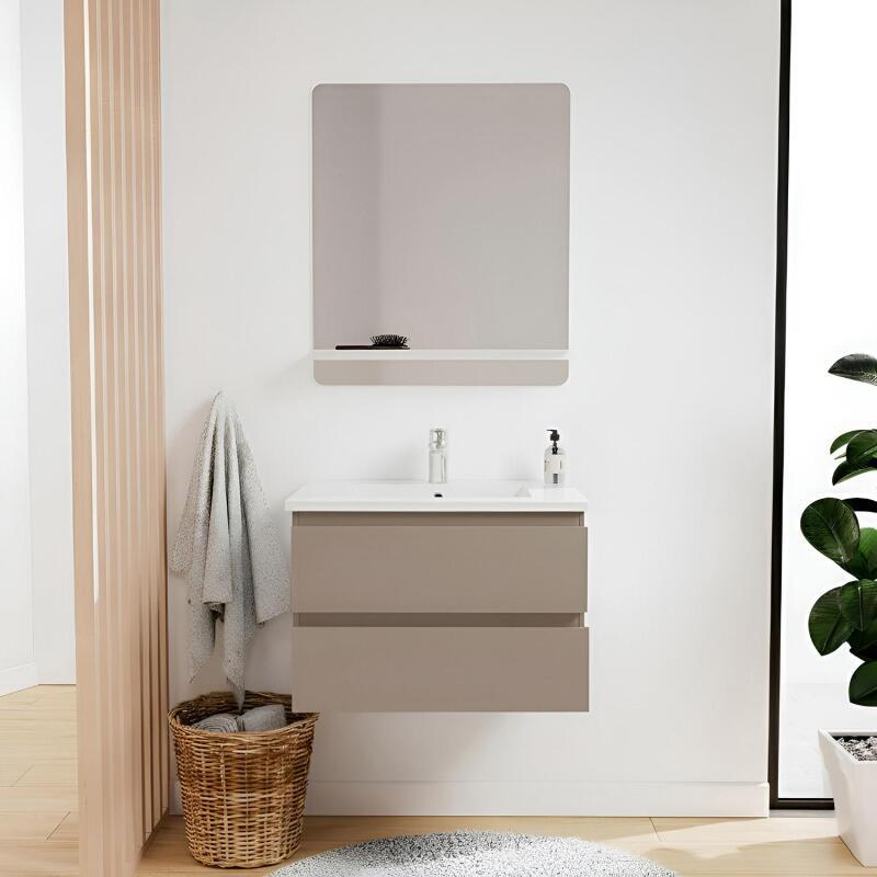 Meuble simple vasque suspendu 60cm - avec plan vasque céramique