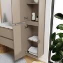 Ensemble simple vasque 60cm avec plan céramique, robinet chromé, miroir et colonne