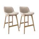 Lot de tabourets de bar en chêne et assise tissu velours côtelé H75cm