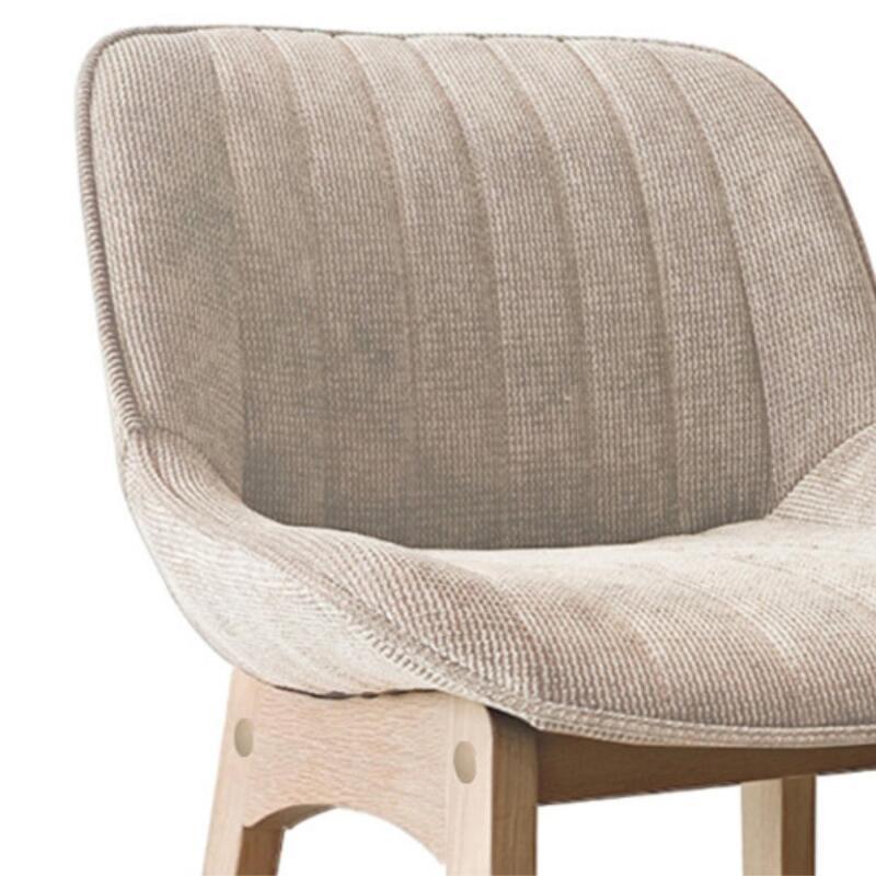 Lot de tabourets de bar en chêne et assise tissu velours côtelé H75cm