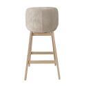 Lot de tabourets de bar en chêne et assise tissu velours côtelé H75cm