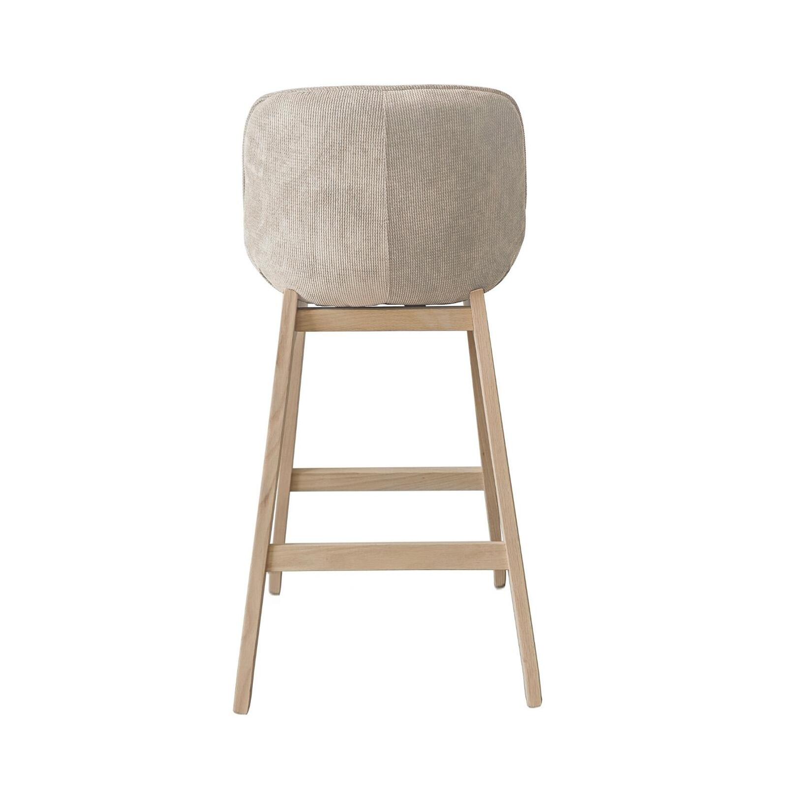 Lot de tabourets de bar en chêne et assise tissu velours côtelé H75cm