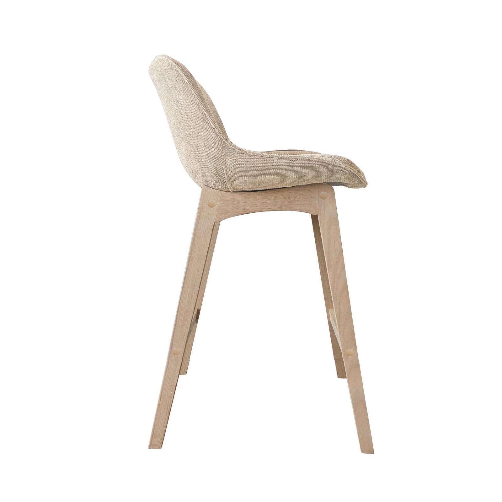 Lot de tabourets de bar en chêne et assise tissu velours côtelé H75cm