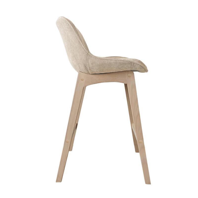Lot de tabourets de bar en chêne et assise tissu velours côtelé H75cm