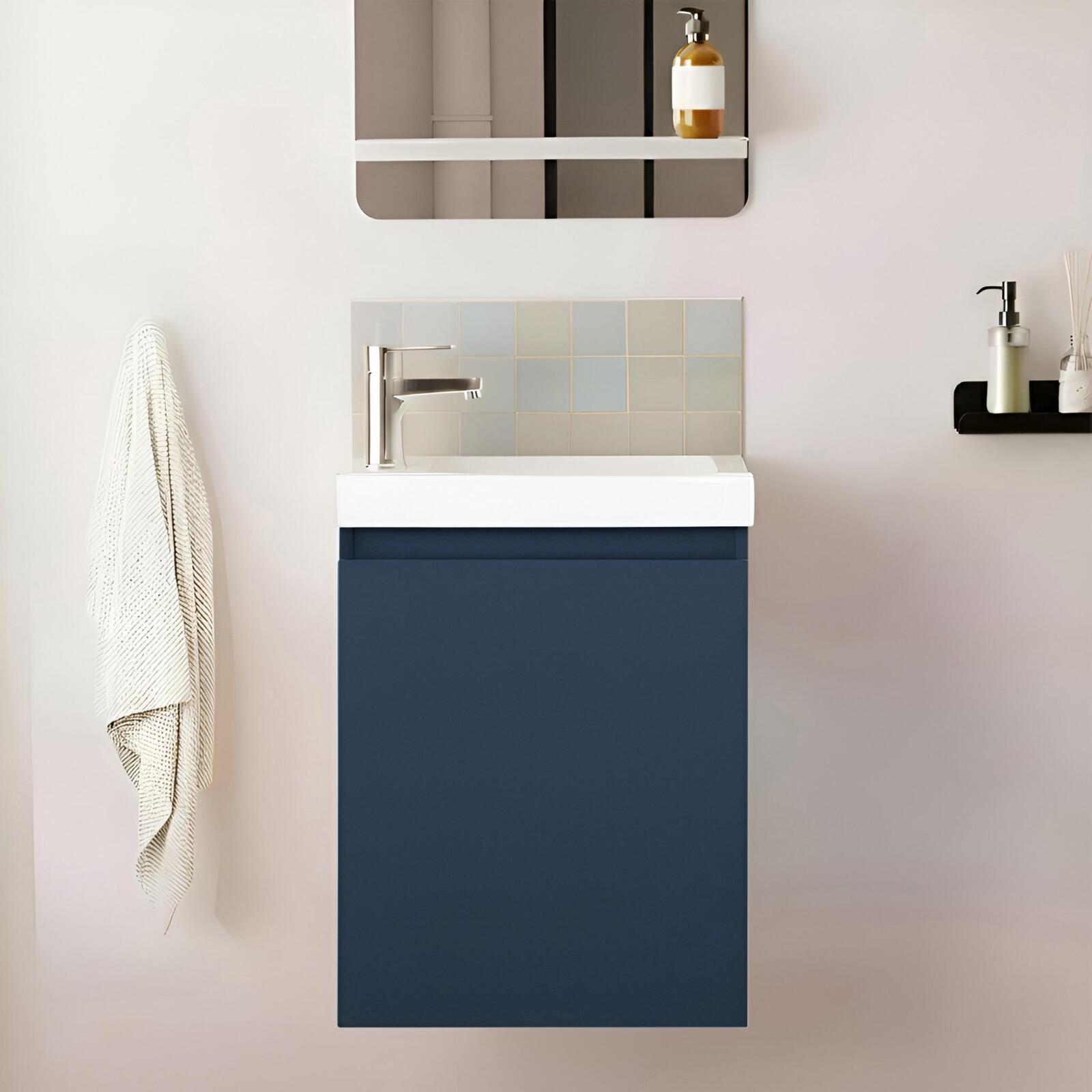 Meuble lave-mains suspendu avec vasque céramique