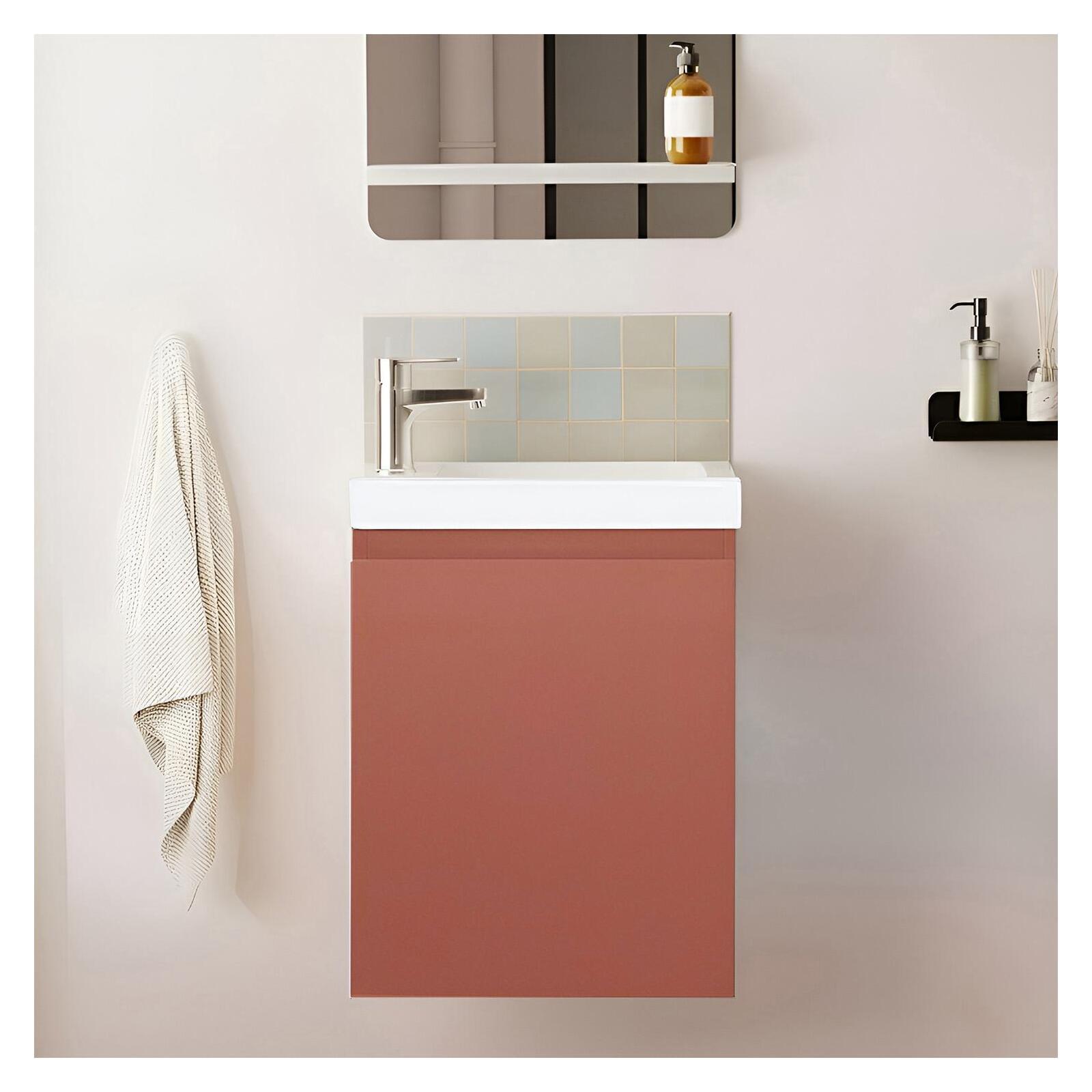 Meuble lave-mains suspendu avec vasque céramique